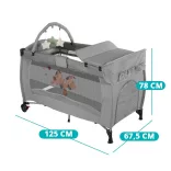 Travel crib with changing pad and play arch, gray
