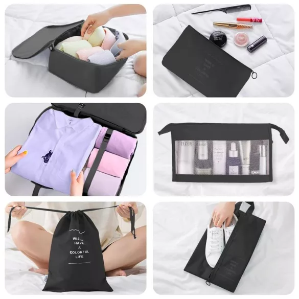Luggage Organizer Set 8 Pieces, Black