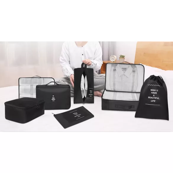 Luggage Organizer Set 8 Pieces, Black