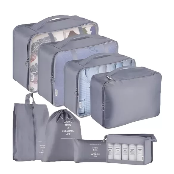 Luggage Organizer Set 8 Pieces, Gray