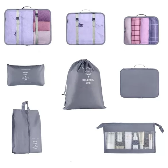 Luggage Organizer Set 8 Pieces, Gray