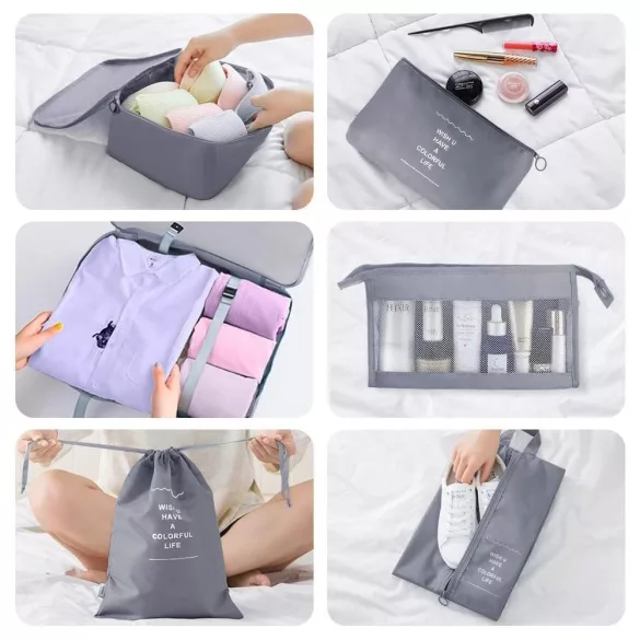 Luggage Organizer Set 8 Pieces, Gray