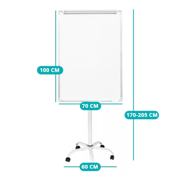 Mobile Magnetic Plastic Flipchart Board 70x100 cm