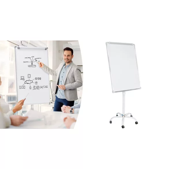 Mobile Magnetic Plastic Flipchart Board 70x100 cm