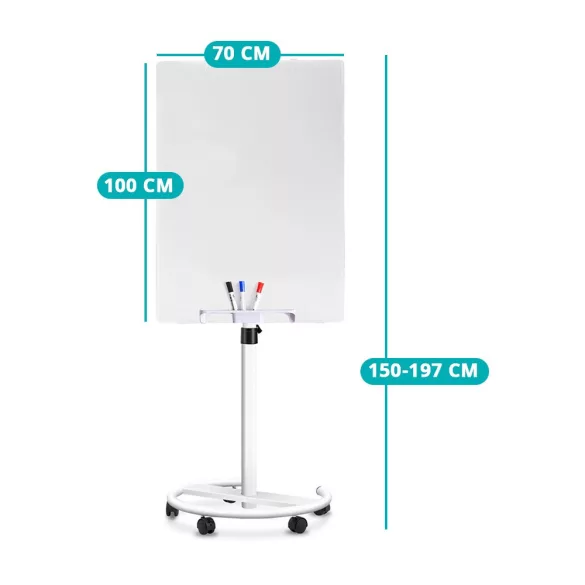 Mobile Magnetic Glass Flipchart Board 70x100 cm