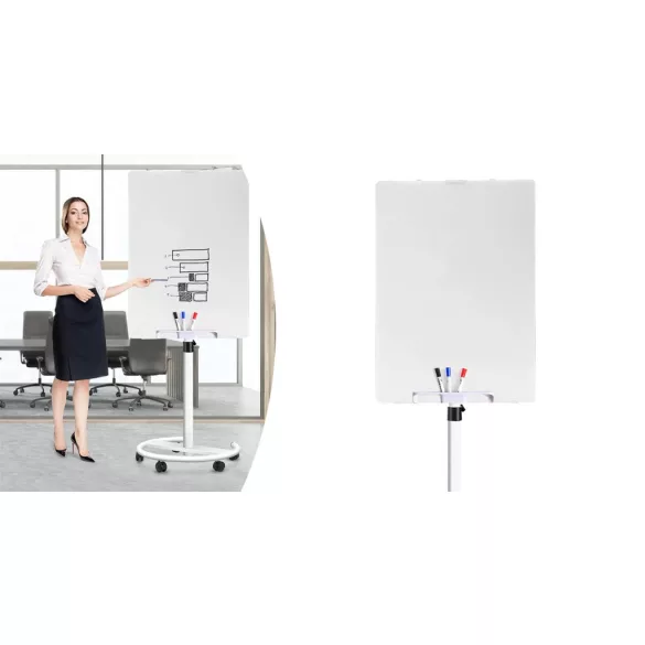 Mobile Magnetic Glass Flipchart Board 70x100 cm
