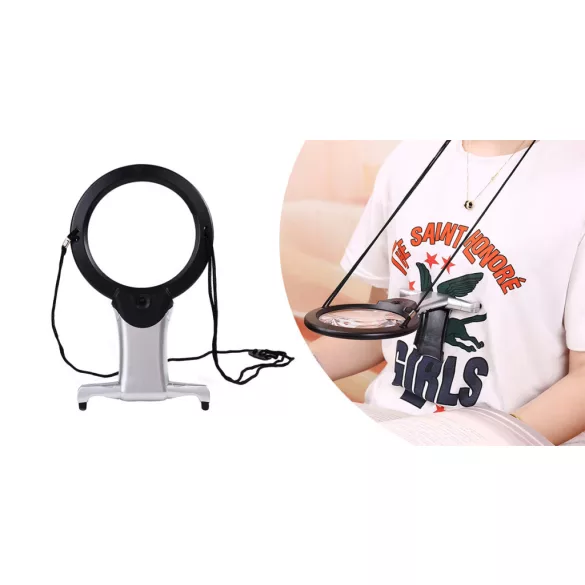 Neck-mounted magnifier with 2 LEDs, cool white