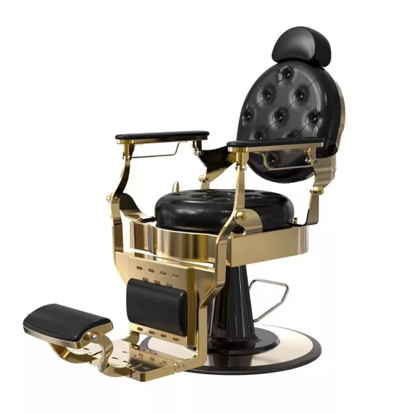 Vintage barber chair, black-gold