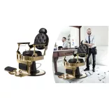 Vintage barber chair, black-gold