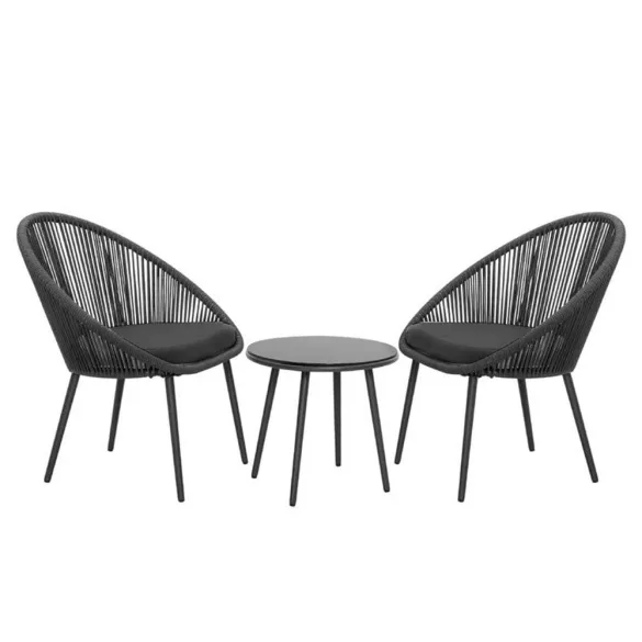 Outdoor/Indoor Armchair Set of 2 with Small Table