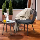 Outdoor/Indoor Armchair Set of 2 with Small Table