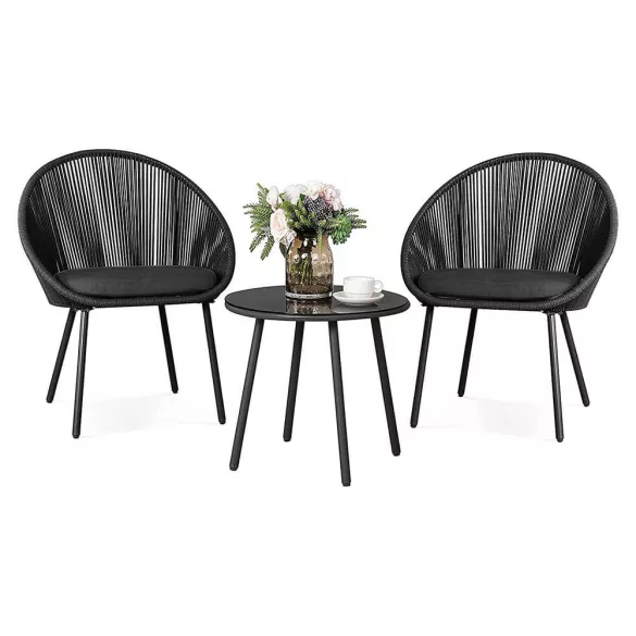 Outdoor/Indoor Armchair Set of 2 with Small Table