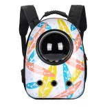 Pet Carrier Backpack, White Leaf Design