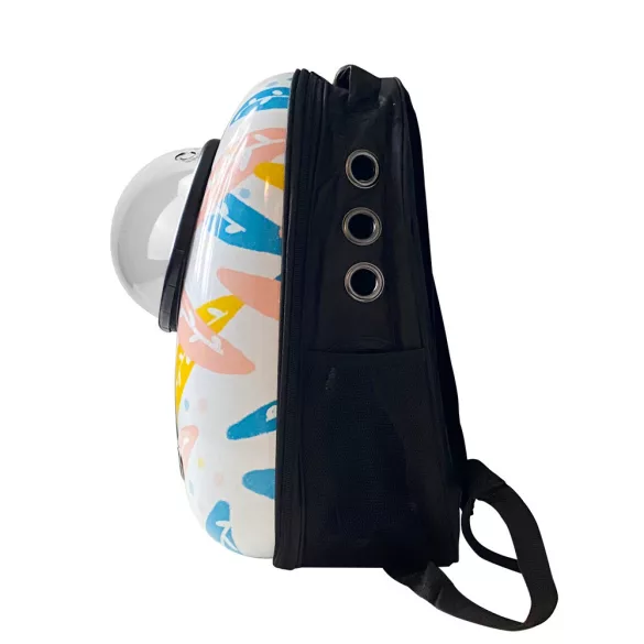 Pet Carrier Backpack, White Leaf Design