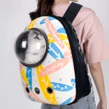 Pet Carrier Backpack, White Leaf Design