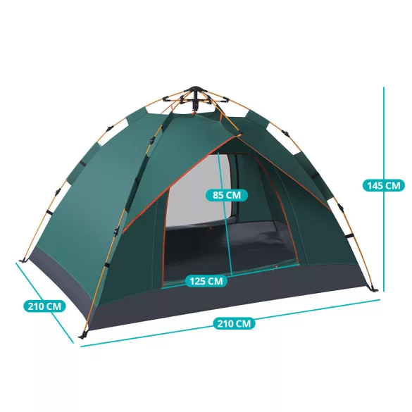 3-person tent 2x2x1.35m, green