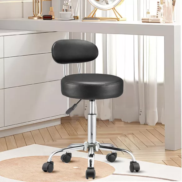 Cosmetic Chair with Backrest, Black