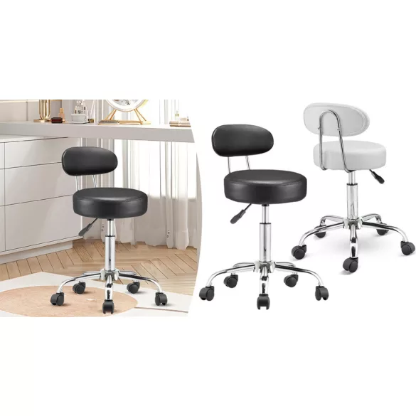 Cosmetic Chair with Backrest, Black