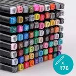 Double-ended Alcohol Marker Set in Wooden Box, 176 pcs