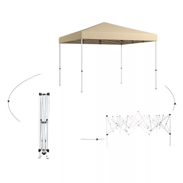 Pavilion with Back Wall and Pockets 3x3x2.8 m, Beige