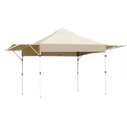 Pavilion with Shade, Half Wall, Beige
