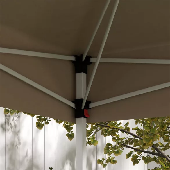 Pavilion with Shade, Half Wall, Beige