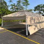 Pavilion with Shade, Half Wall, Beige