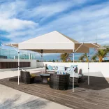 Pavilion with Shade, Half Wall, Beige