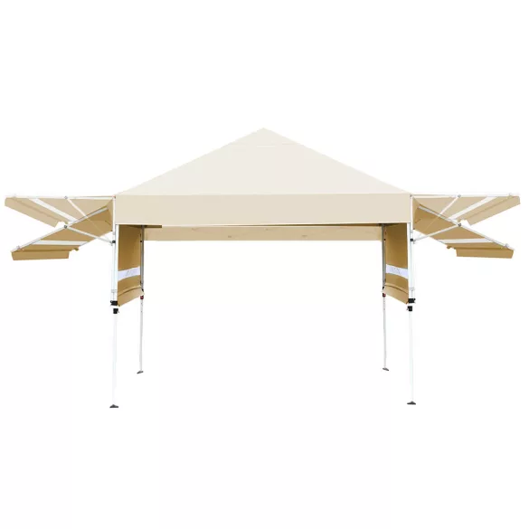 Pavilion with Shade, Half Wall, Beige