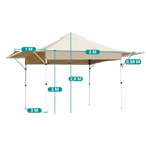 Pavilion with Shade, Half Wall, Beige