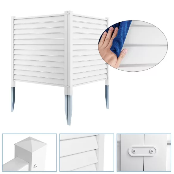 Stakeable Fence Panel, 122x122 cm, 2 pcs, White