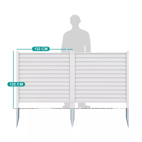 Stakeable Fence Panel, 122x122 cm, 2 pcs, White