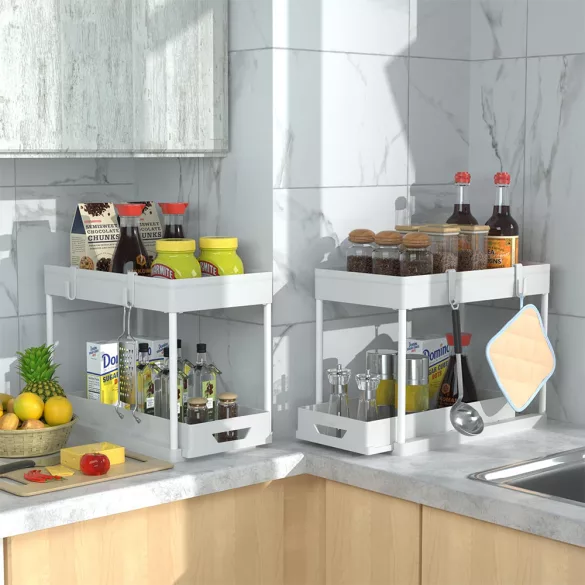 Kitchen Organizer Rack, 2 pcs, White