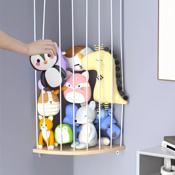 Wall-mounted corner plush toy holder