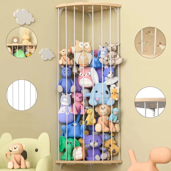 Wall-mounted corner plush toy holder