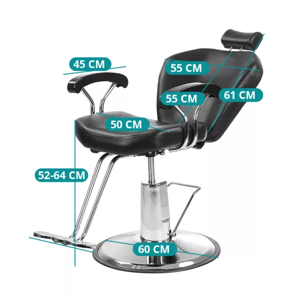 Barber Chair with Footrest, Black