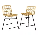 Polyrattan Bar Stool Set of 2
