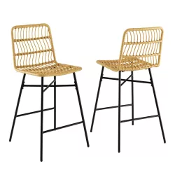 Polyrattan Bar Stool Set of 2