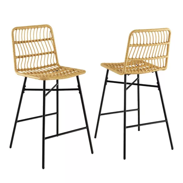 Polyrattan Bar Stool Set of 2