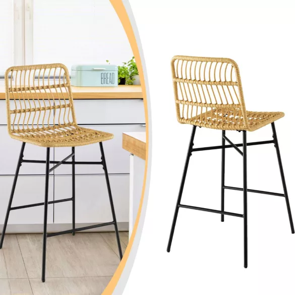 Polyrattan Bar Stool Set of 2