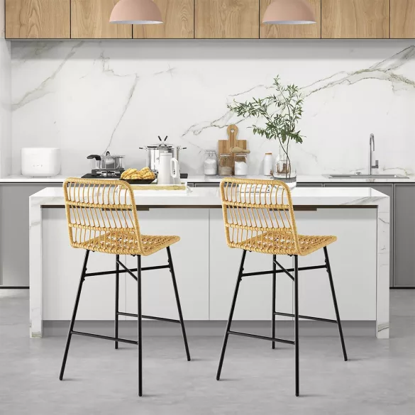Polyrattan Bar Stool Set of 2