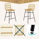 Polyrattan Bar Stool Set of 2