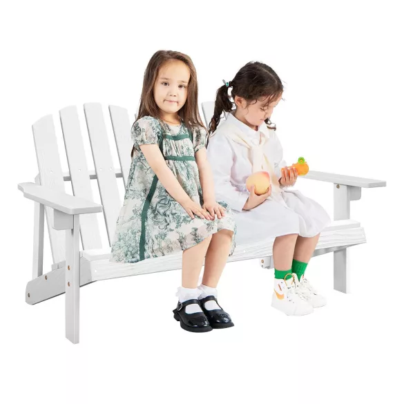 2-person Adirondack chair for kids, white