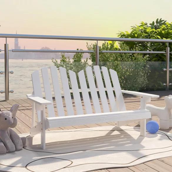 2-person Adirondack chair for kids, white