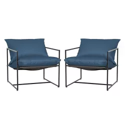 Metal Frame Chair with Cushion Set of 2