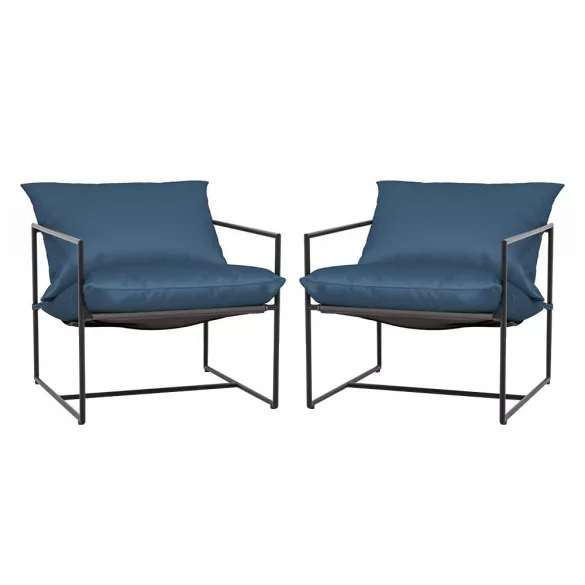 Metal Frame Chair with Cushion Set of 2
