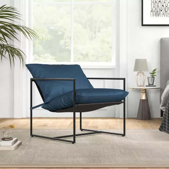 Metal Frame Chair with Cushion Set of 2