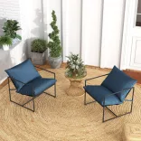 Metal Frame Chair with Cushion Set of 2