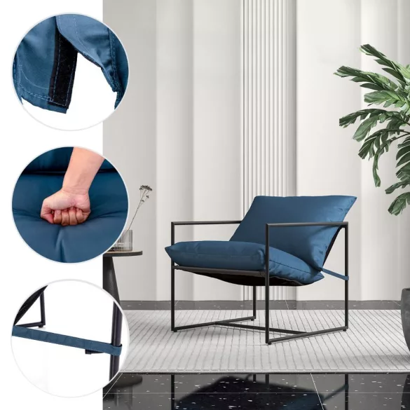 Metal Frame Chair with Cushion Set of 2