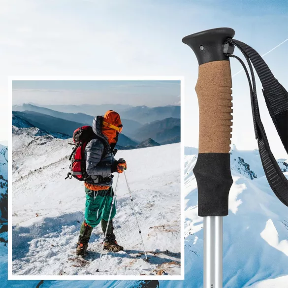 Ultra Lightweight Adjustable Trekking Pole 65-135 cm, Silver